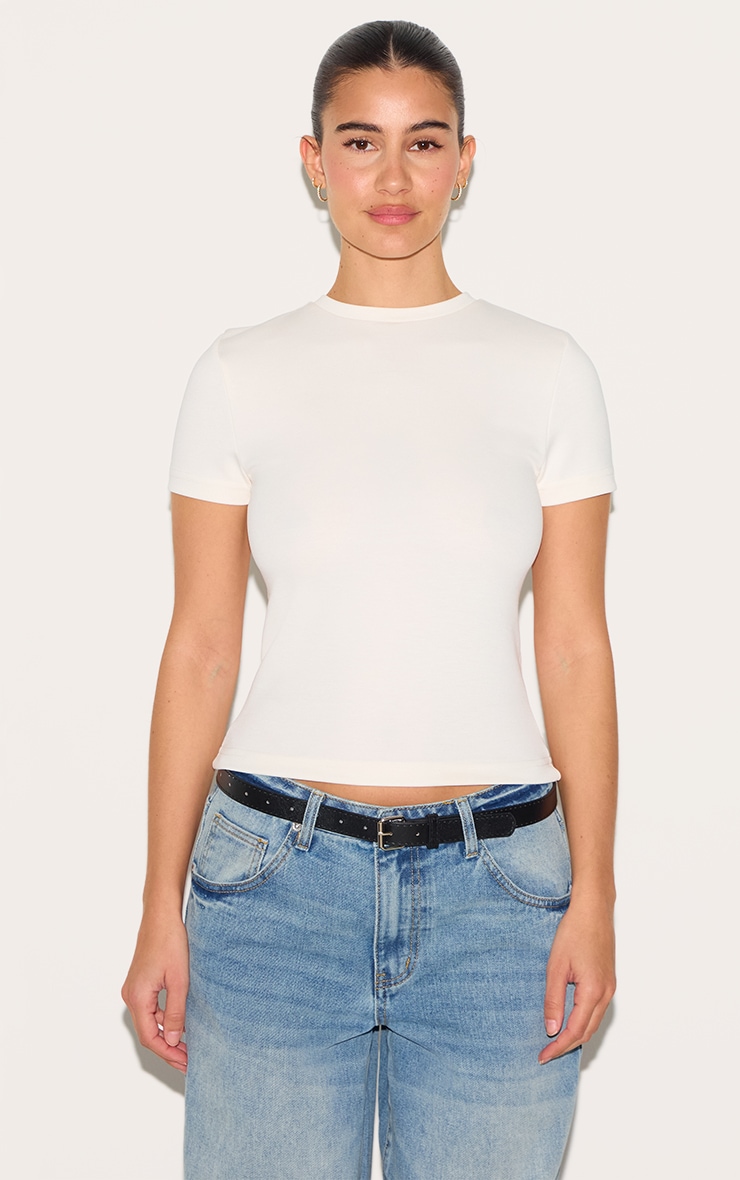 White Premium Soft Touch Fitted T Shirt image 1