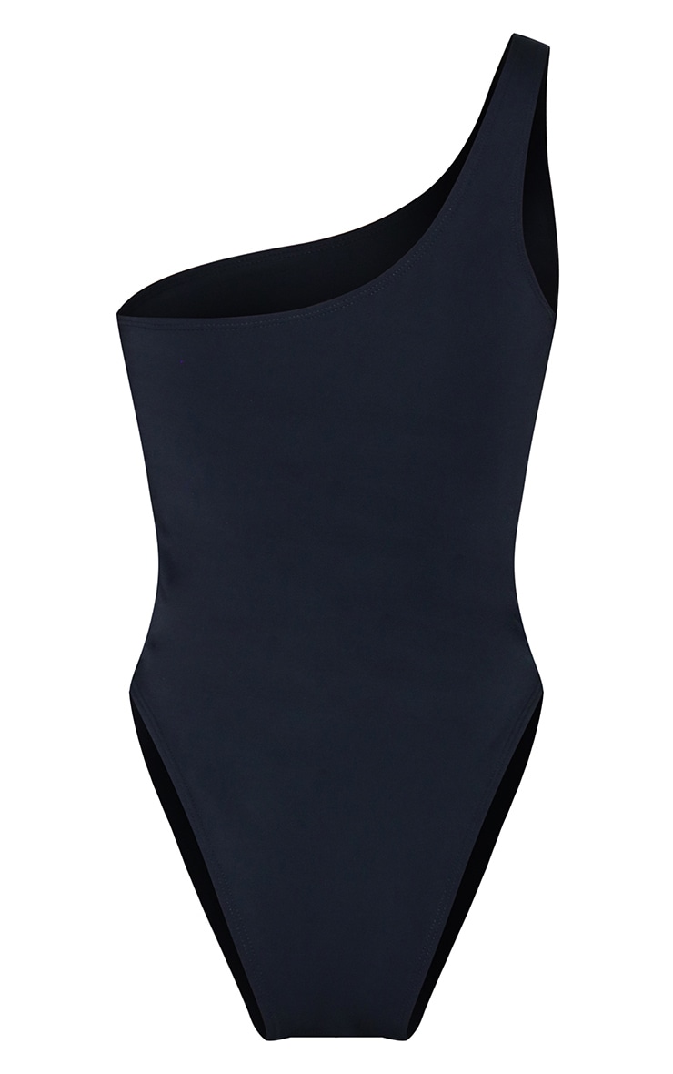 Black One Shoulder Scuba Swimsuit image 6