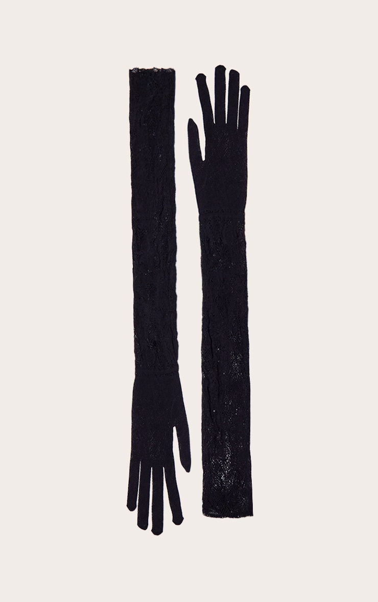 Black Long Lace Gloves image 2