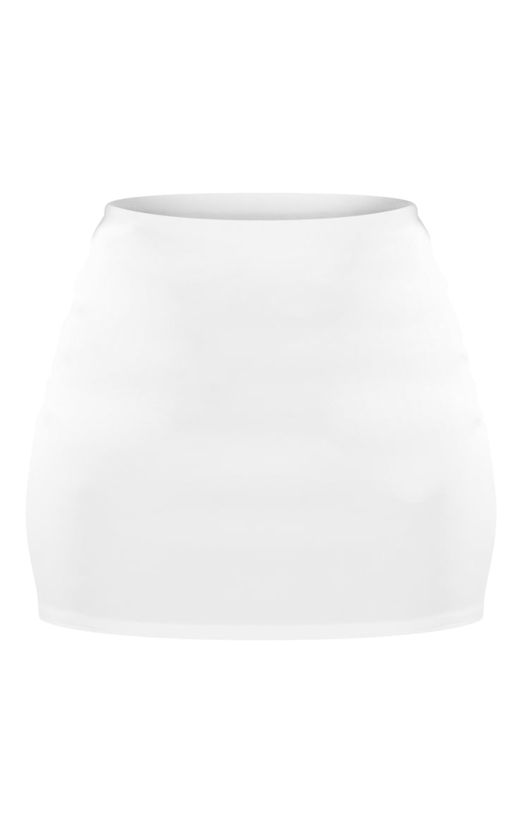 Cream Stretch Basic High Rise Micro Mini Skirt Bottoms PLT KSA