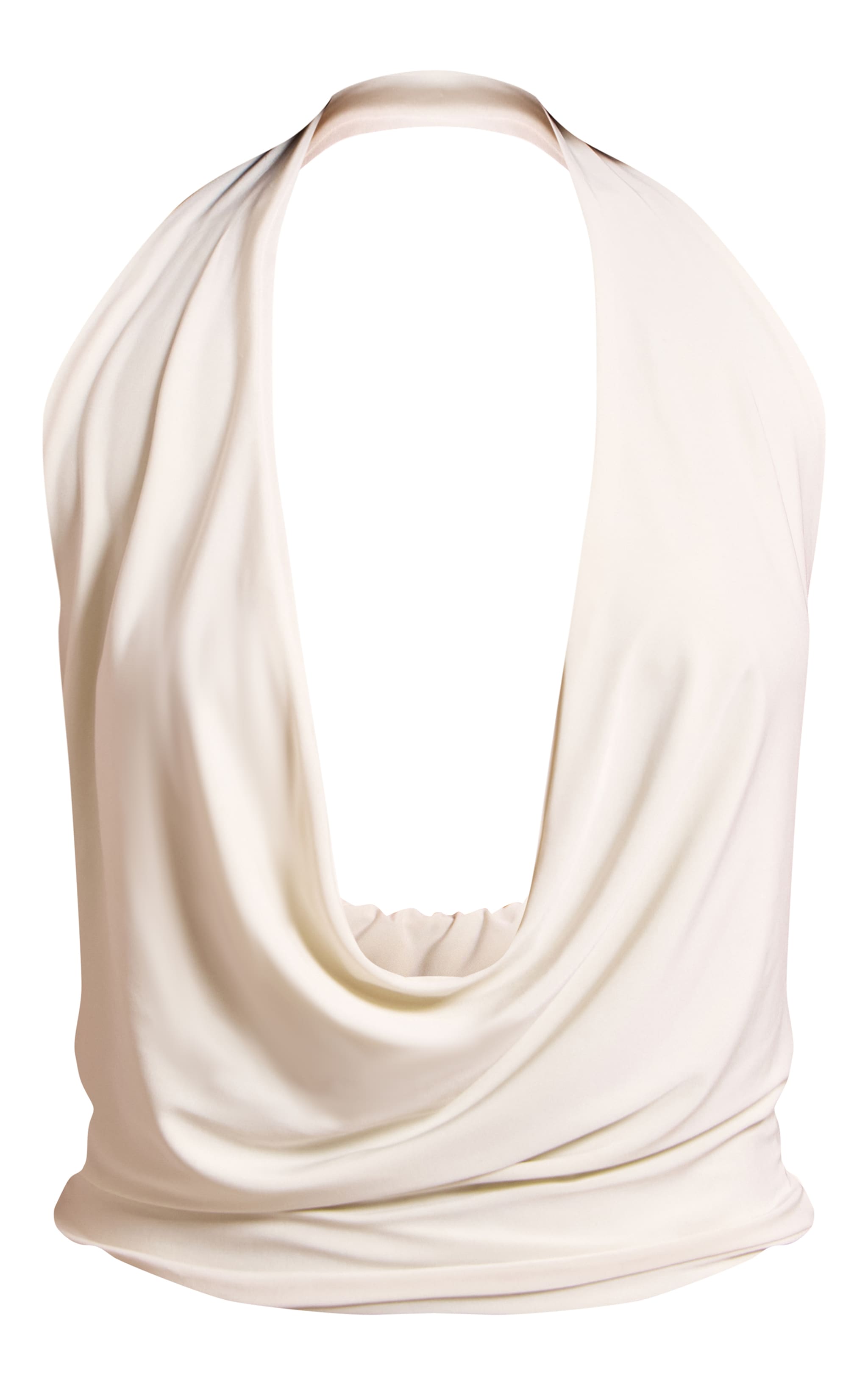 Petite Cream Slinky Cowl Neck Crop Top image 5