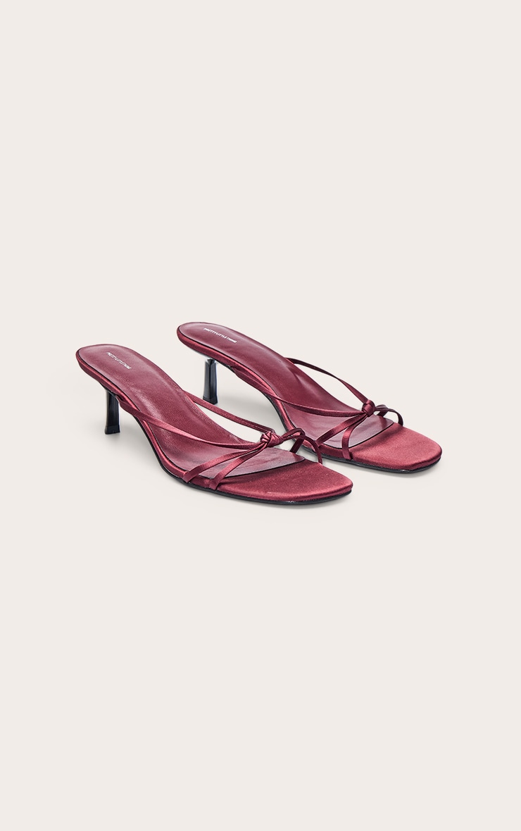 Plum Satin Patent Knotted Heeled Mules image 3