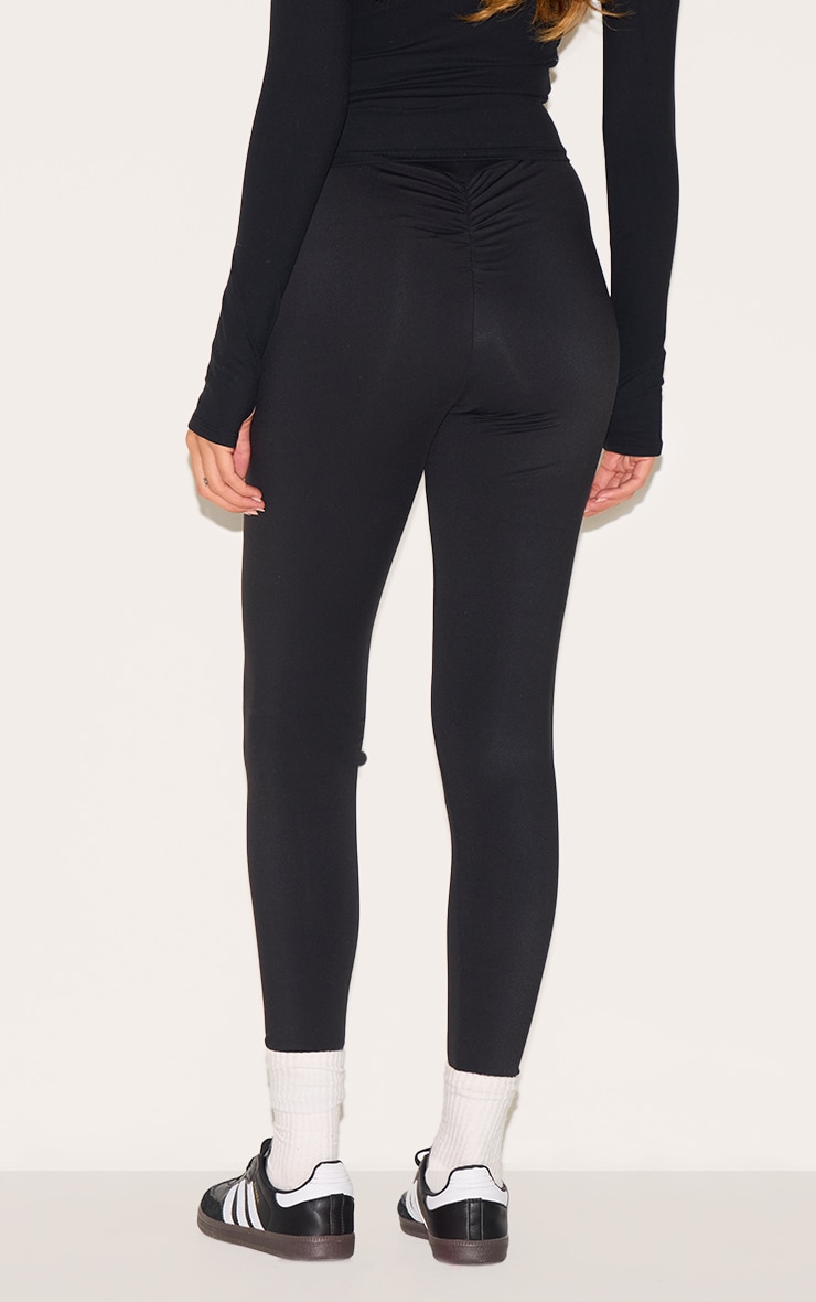 Legging de sport style Sculpt Luxe brossé noir à taille haute et derrière froncé image 3