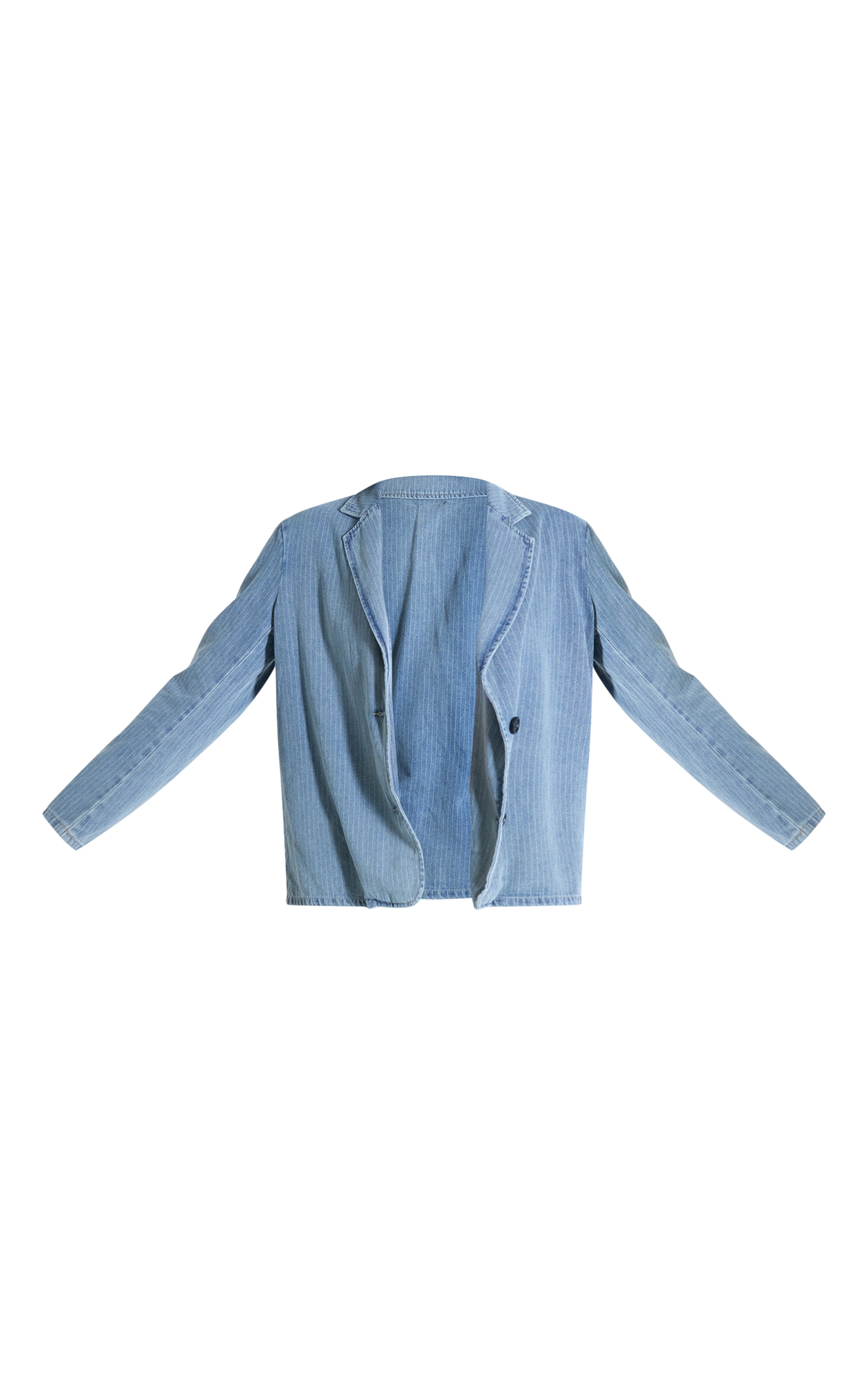 Blazer en jean léger délavé bleu oversize à fines rayures image 5