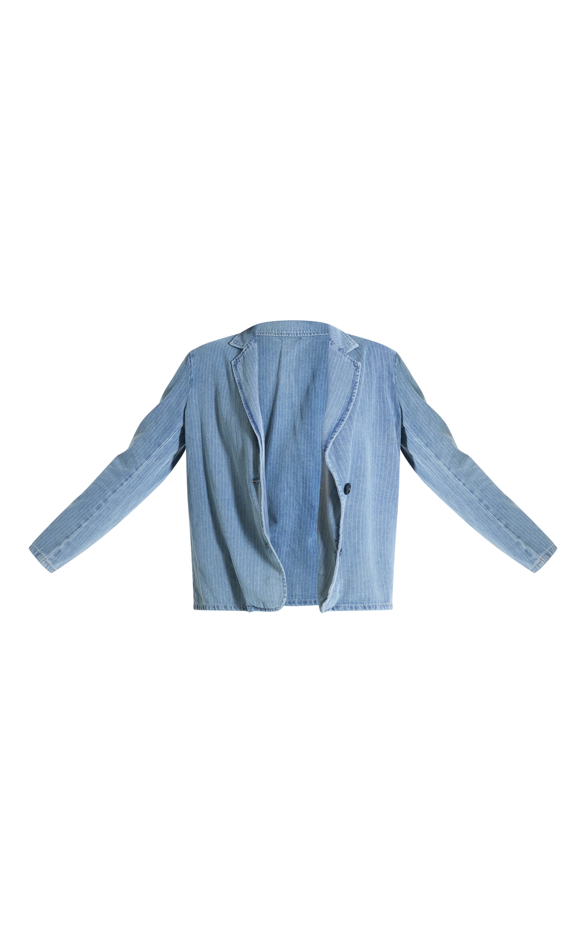 Washed Blue Pinstripe Lightweight Denim Oversized Blazer image 5