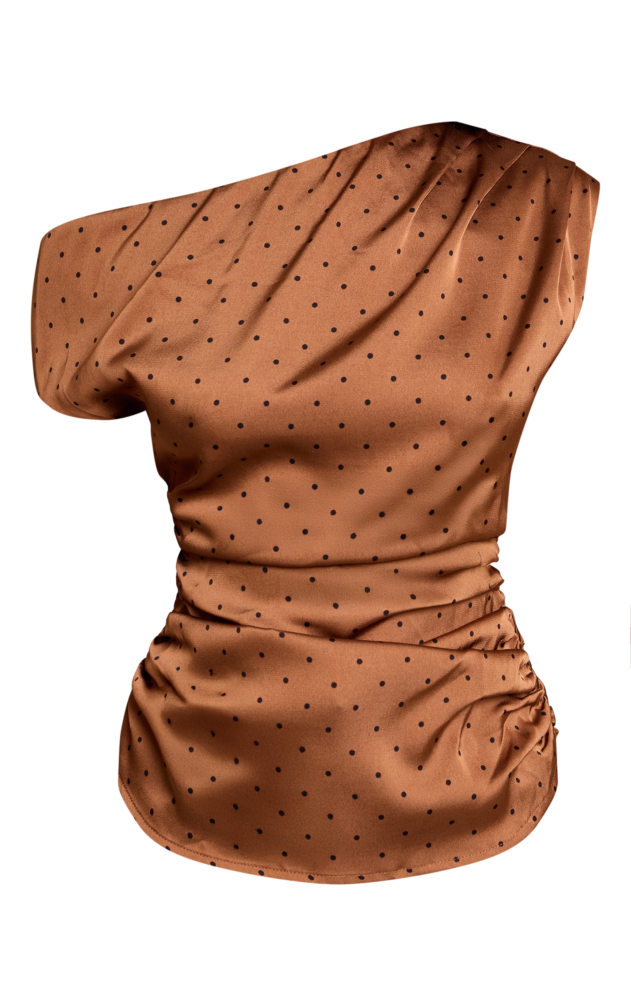Petite Top asymétrique satiné chocolat à pois image 5