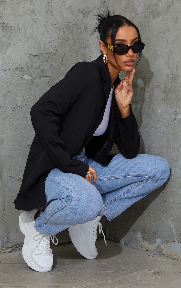 Blazer de tailleur long tissé noir image 3