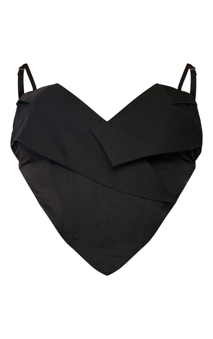 Black Woven Corset Detail Tailored Backless Bodycon Dress image 5