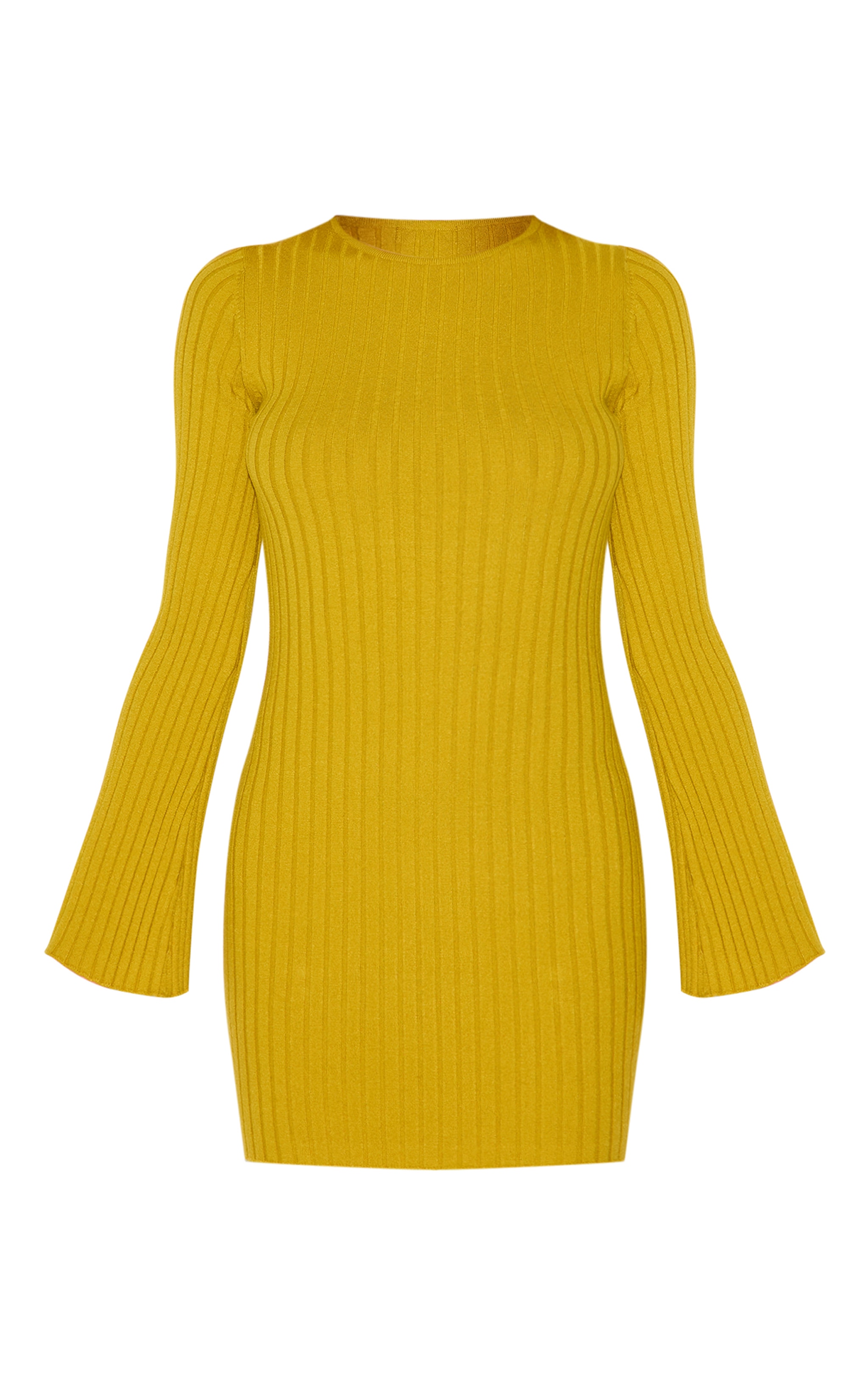 Olive Ribbed Knit Mini Dress image 5