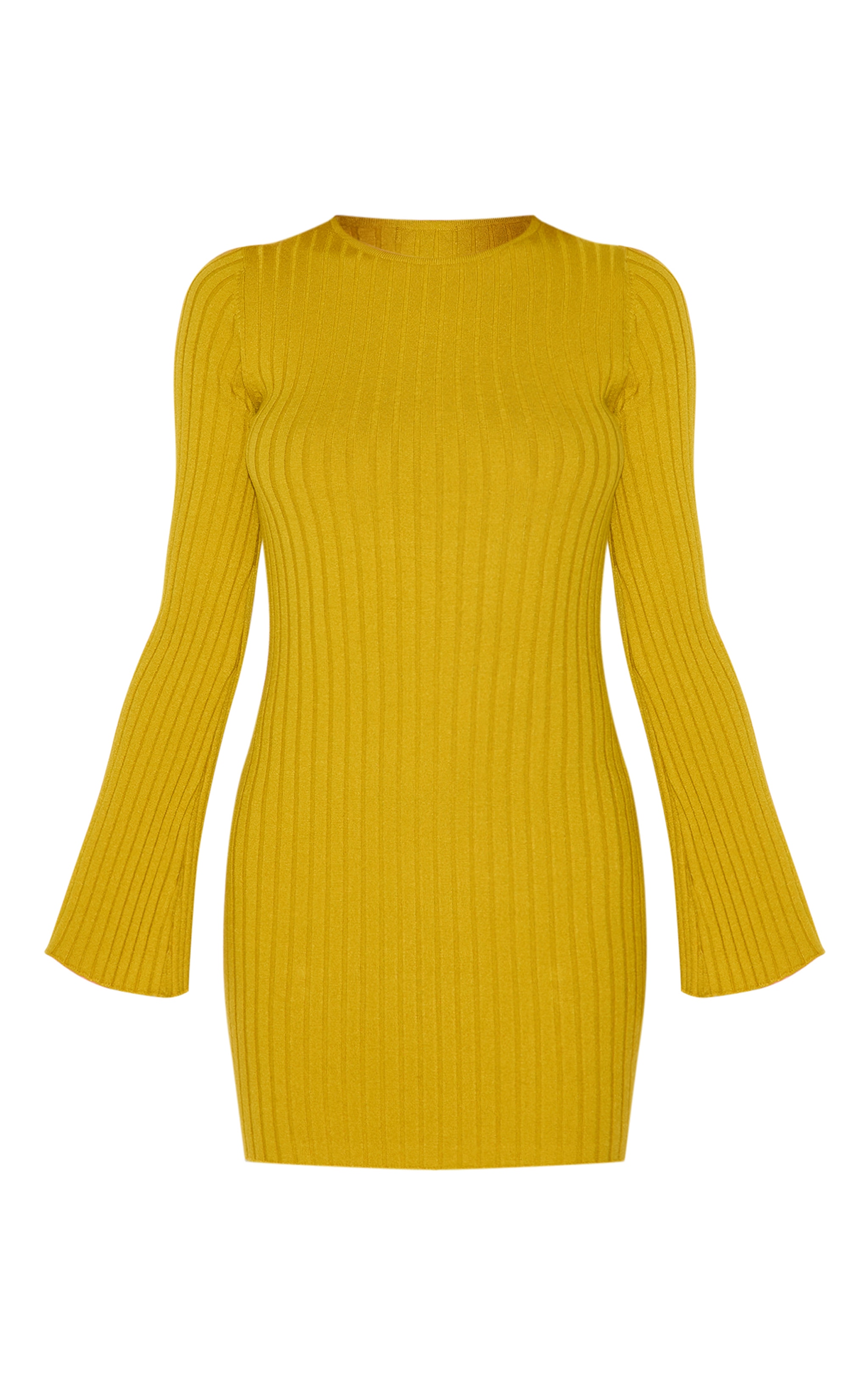 Olive Ribbed Knit Mini Dress image 5