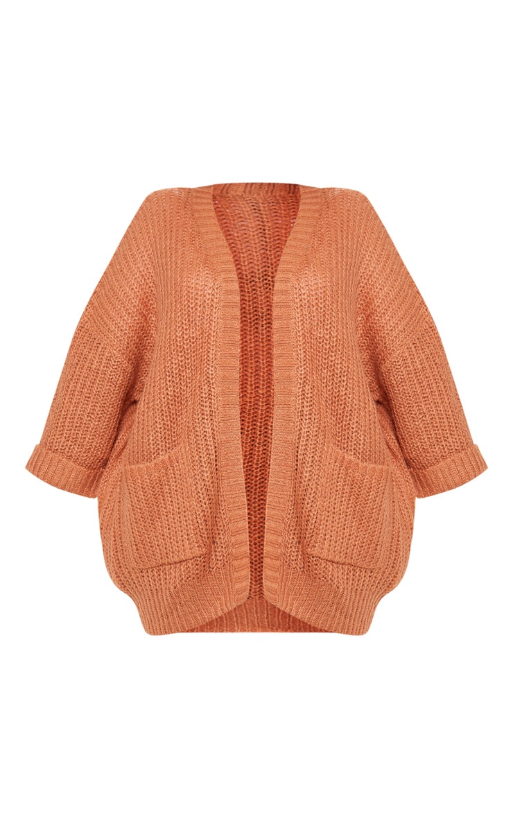 Plus Rust Oversized Pocket Detail Cardigan image 3