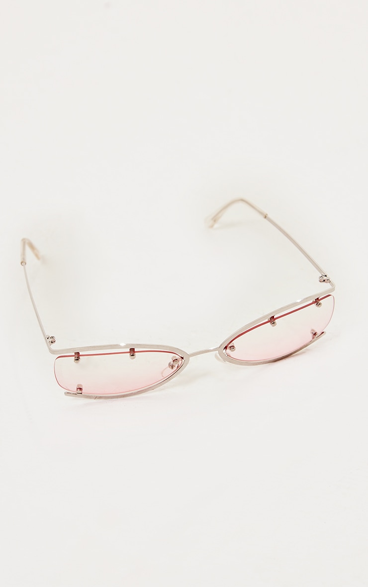 Pink Lens Metal Edging Frame Sunglasses image 1