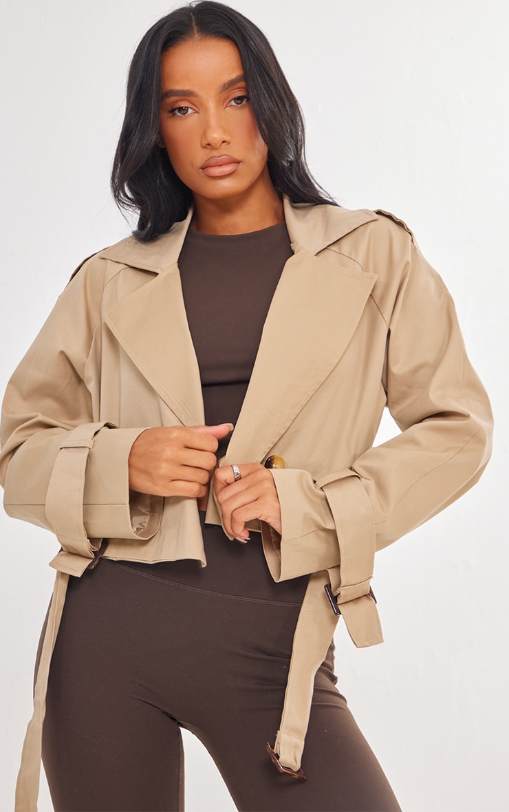 Camel Cropped Trench Coat image 1