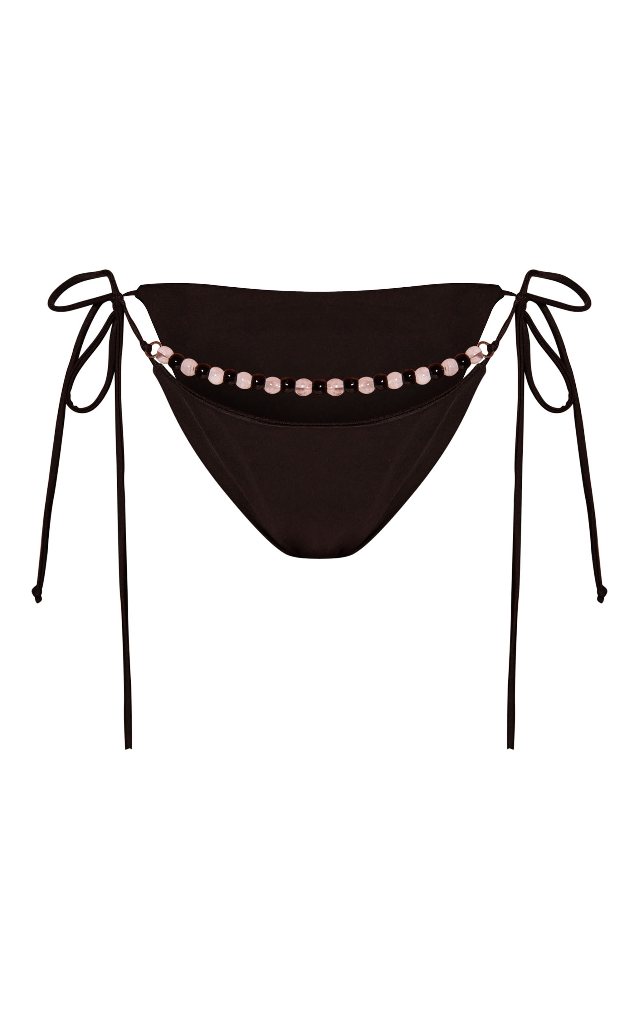Black Beads Trim Tie Side Bikini Bottoms image 5