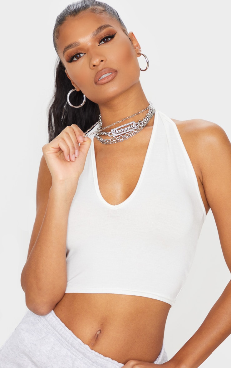 Crop top basique dos nu crème
