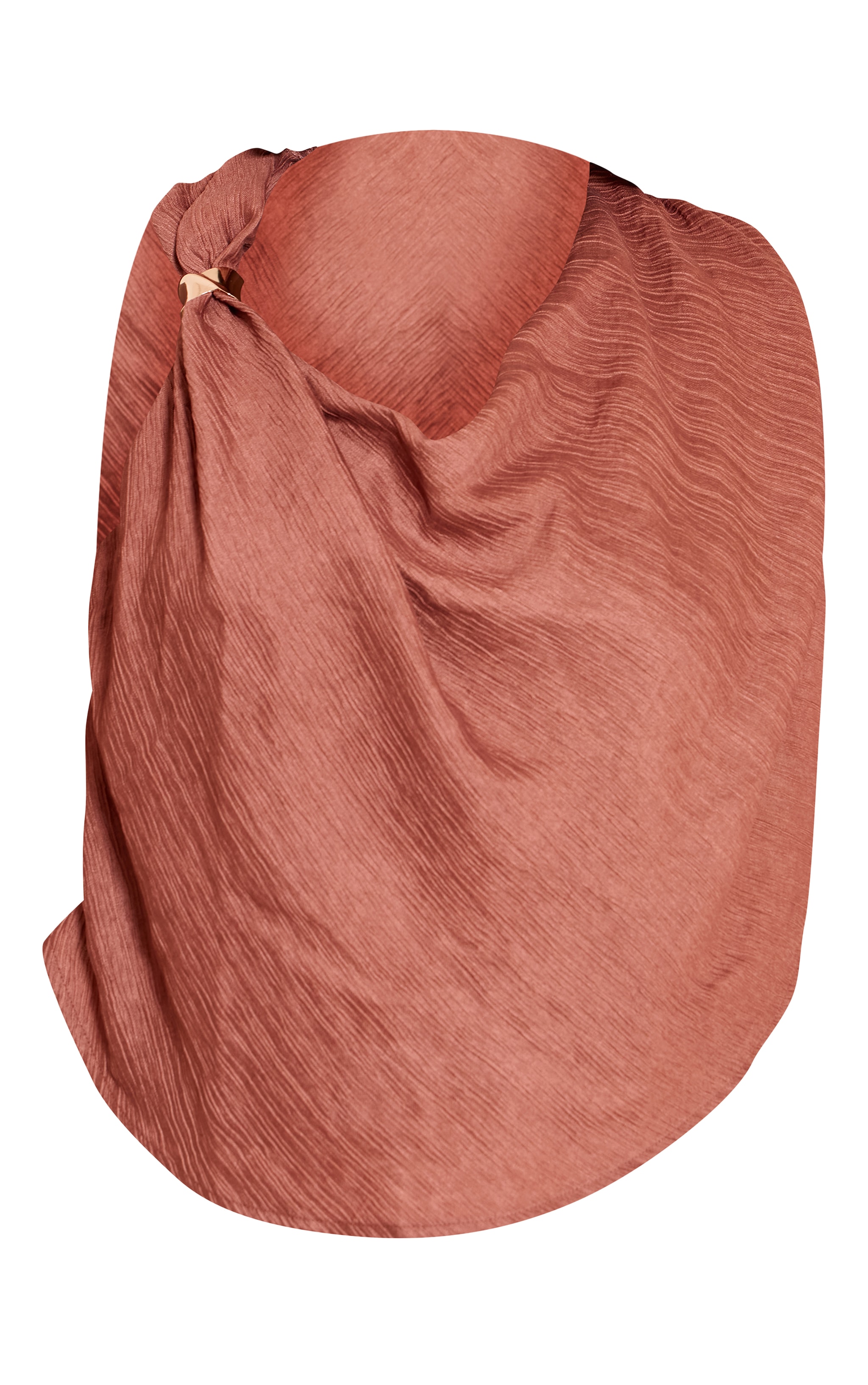 Plus Top drapé tissé texturé marron à empiècement image 5