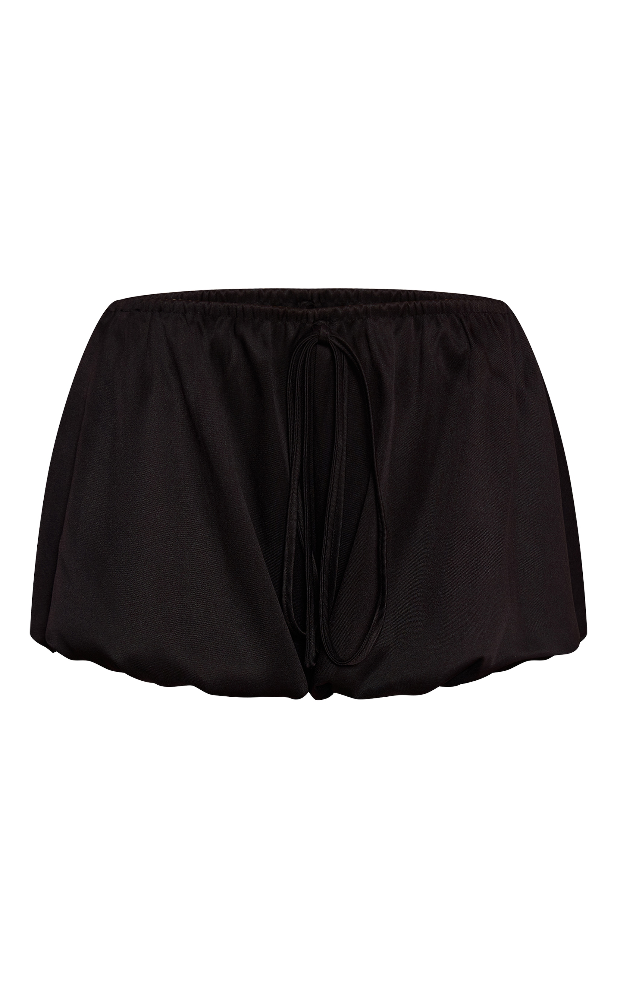 Black Woven Puffball Drawstring Shorts image 6