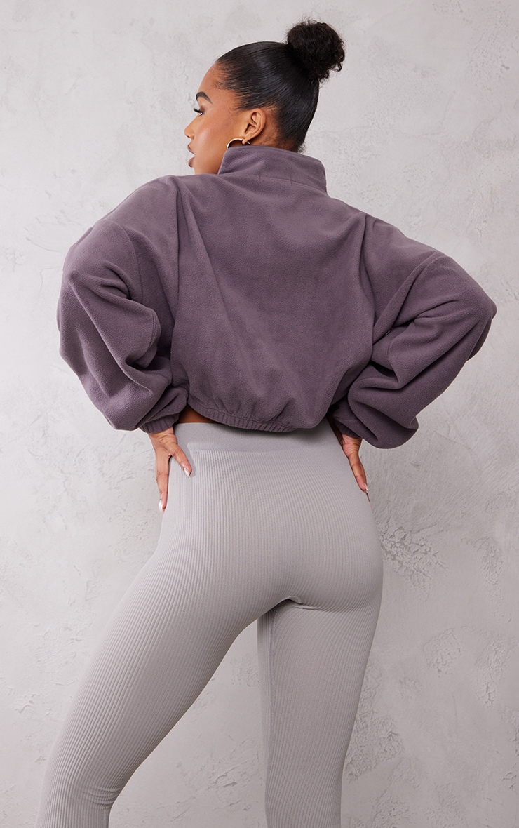 Charcoal Fleece Binding Crop Sweatshirt image 2