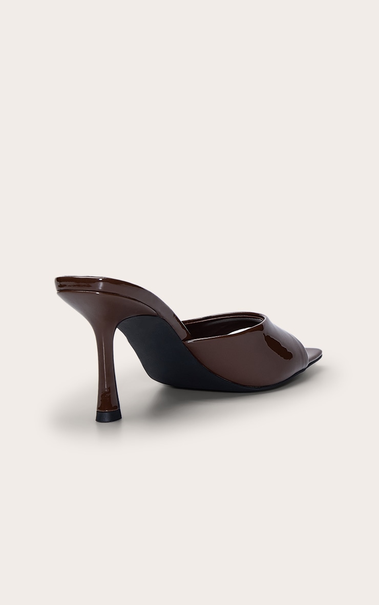 Chocolate Patent Square Toe Mule image 4
