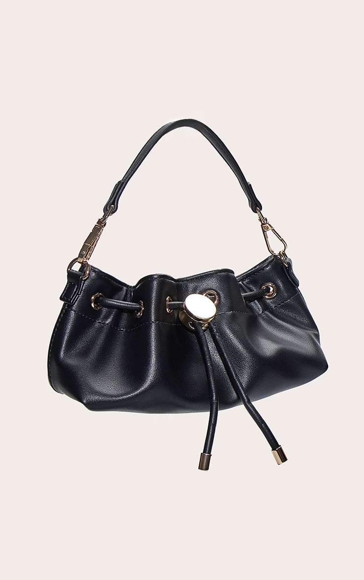 Mini sac en PU doux noir à cordons ajustables image 3