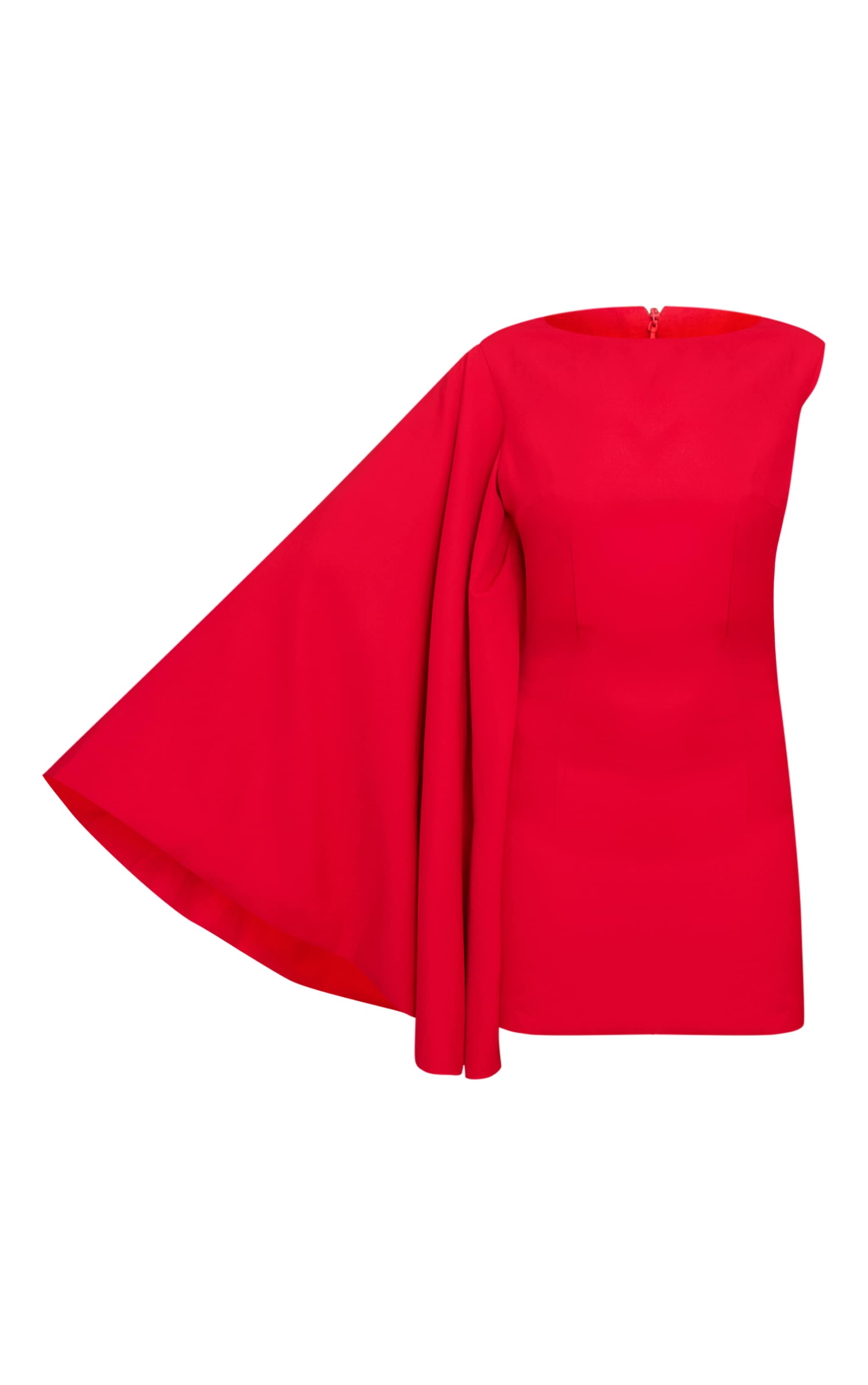 Mini robe asymétrique rouge à détail cape image 5