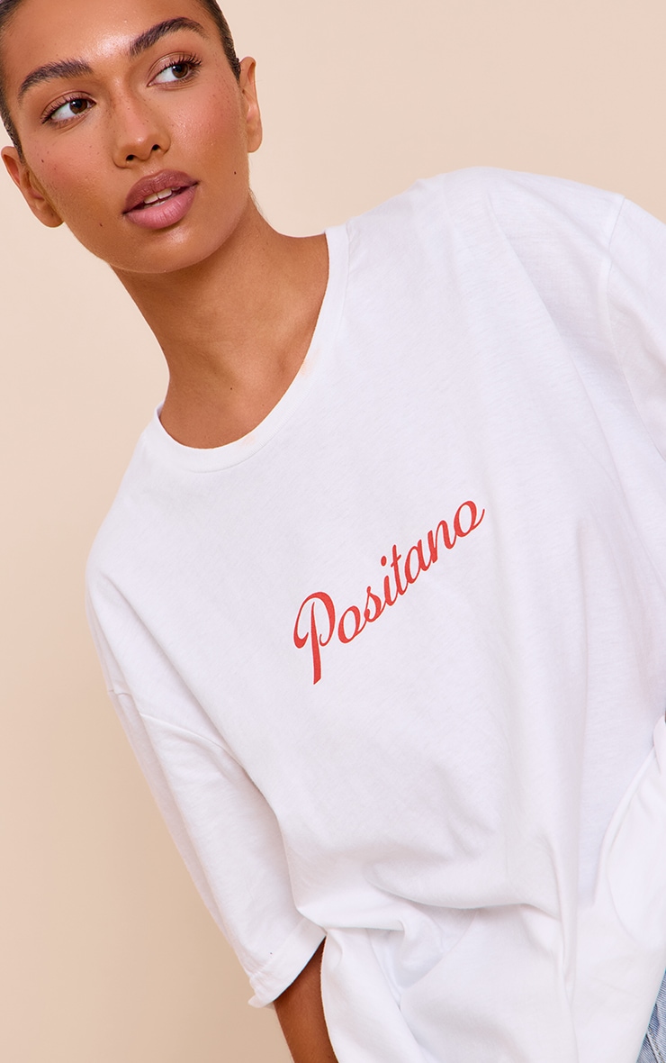 White Positano Graphic Oversized T-shirt image 4