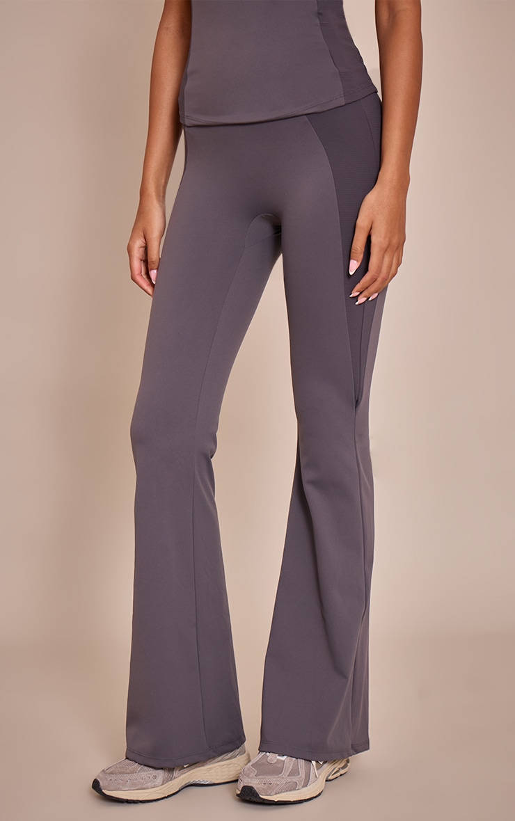 Tall Charcoal Sculpt Rib Panel Yoga Flares image 2
