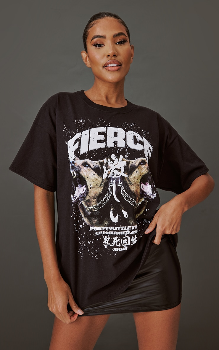 Black Fierce Print T Shirt image 1