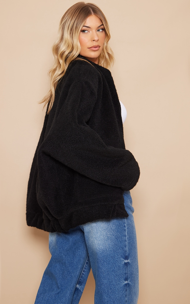 Black Wool Look Oversized Jacket image 2