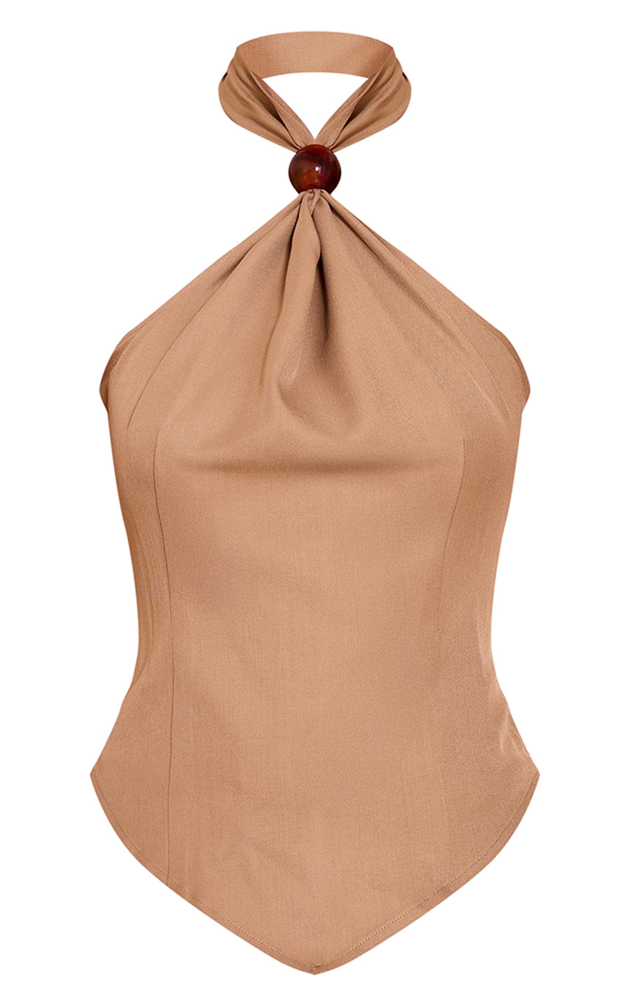 3WAY CUT TOPS&DOT HALTERNECK SET グレー LYANER Women's Sexy Halter Ruched Criss Cross Cut Out