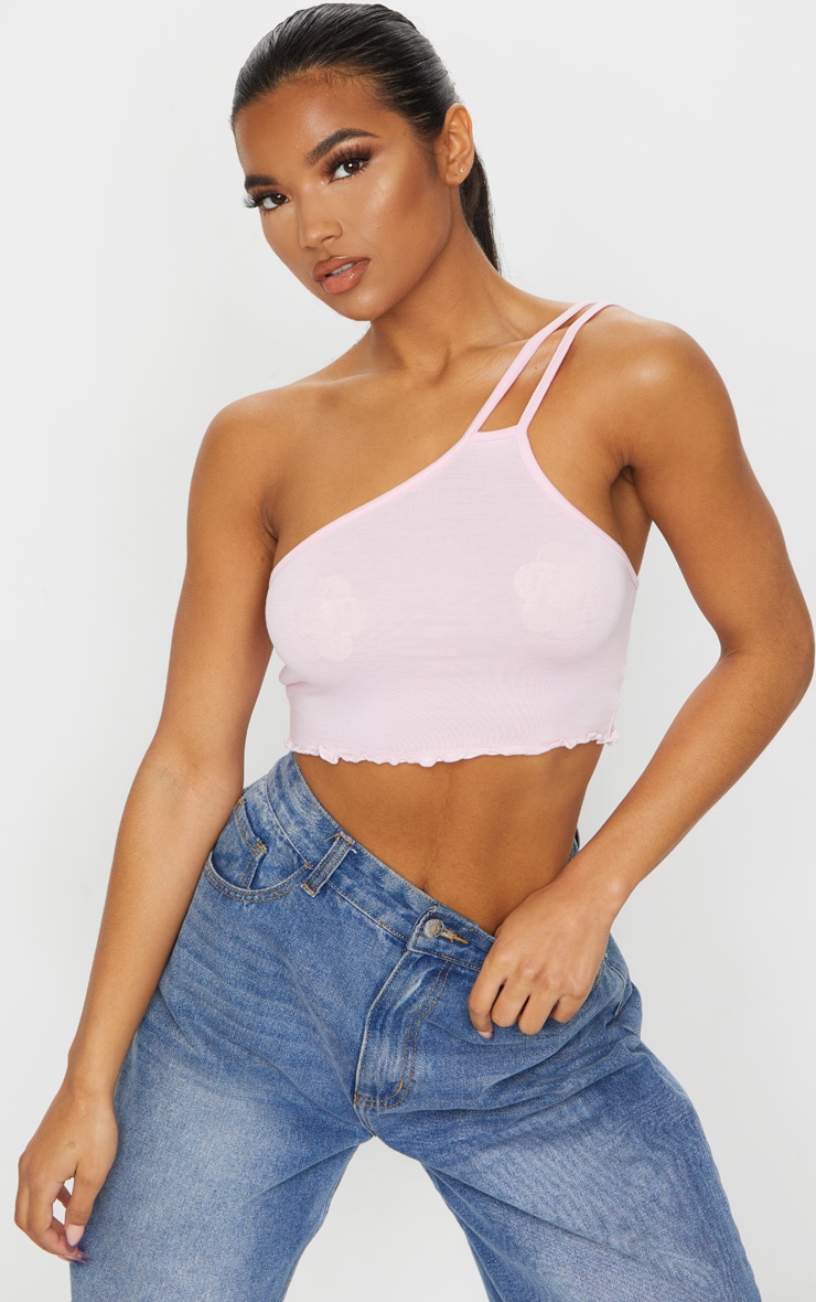 Pink Jersey Frill Hem Bralet