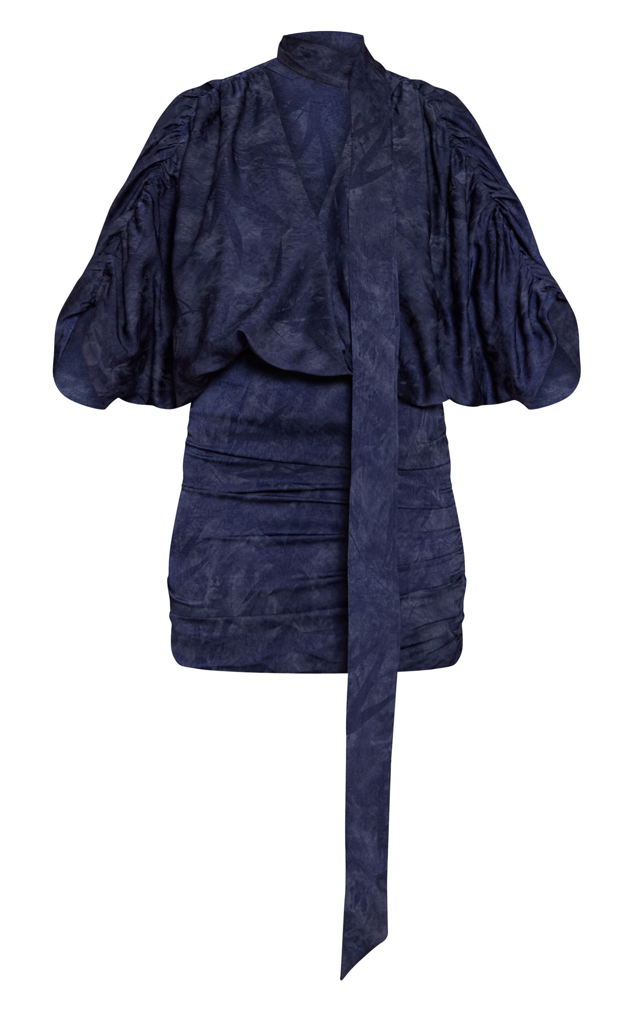 Blue Print Satin V Neck Mini Dress image 5