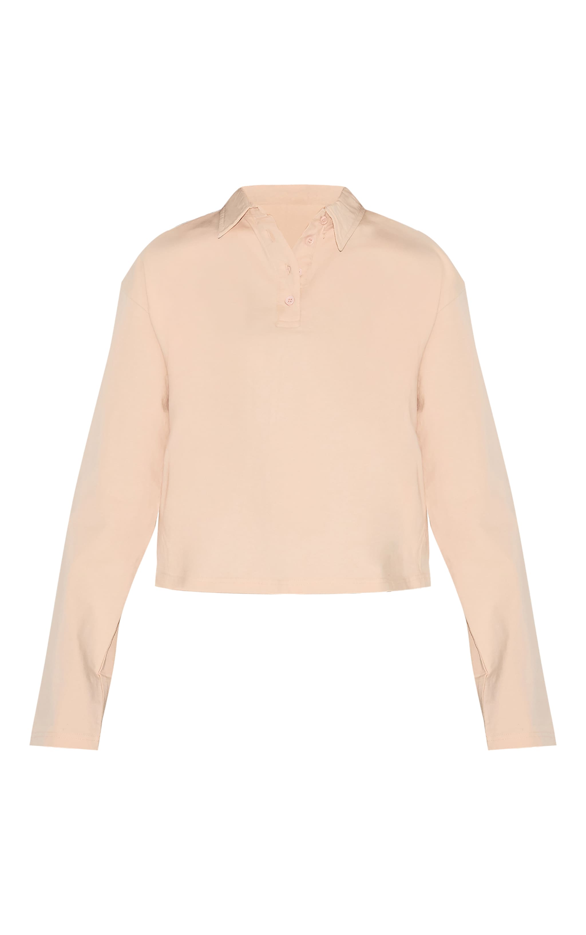 Cream Cotton Collar Detail Long Sleeve Top image 5