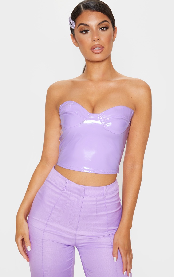 Lilac Patent Cup Detail Crop Top