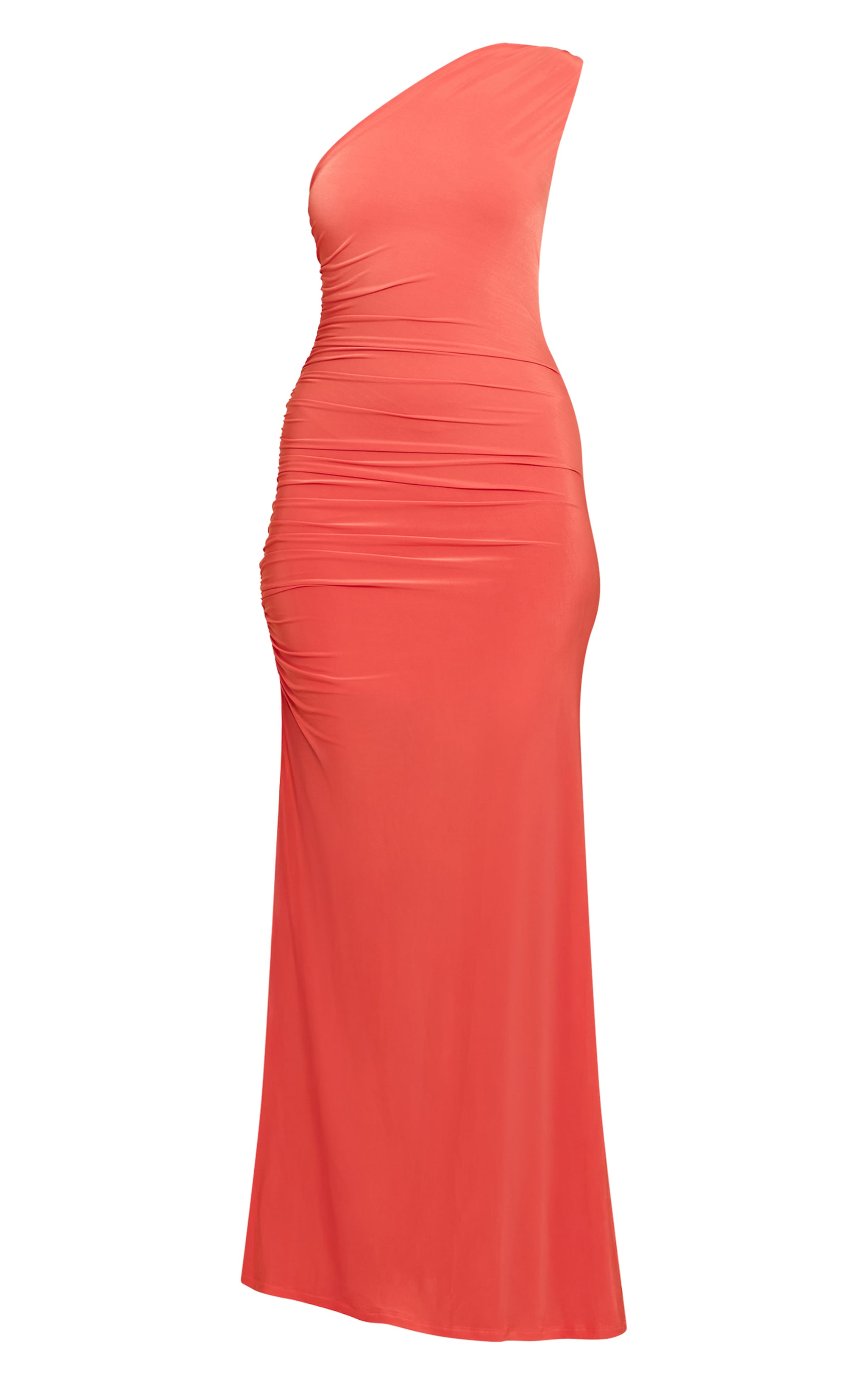 Burnt Orange Double Layer Slinky One Shoulder Maxi Dress image 5