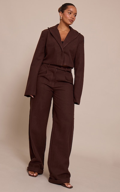 Shape Chocolate Wool Look Highwaisted Pants