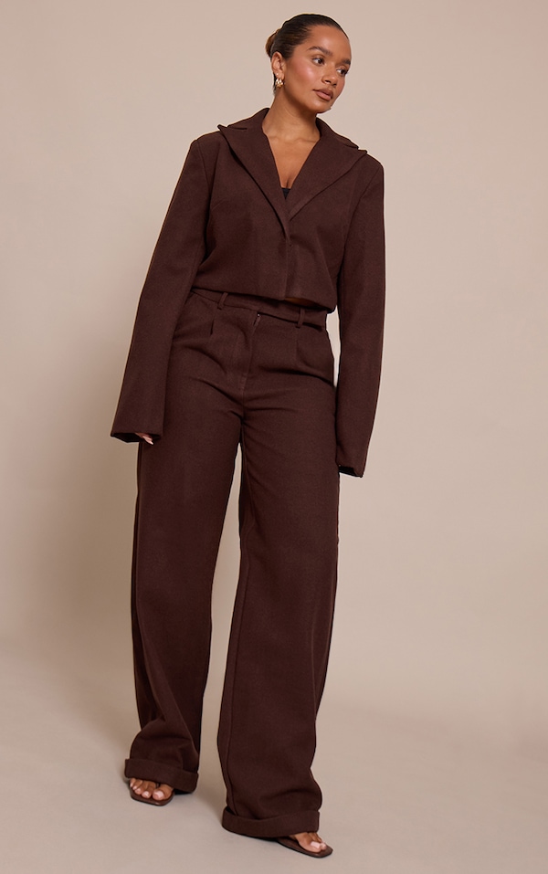 Shape Chocolate Wool Look Highwaisted Pants