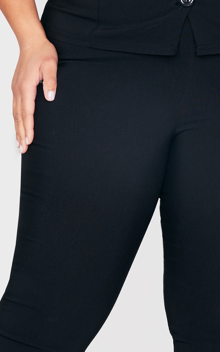 Plus Black Stretch Woven Flare Leg Pants image 4