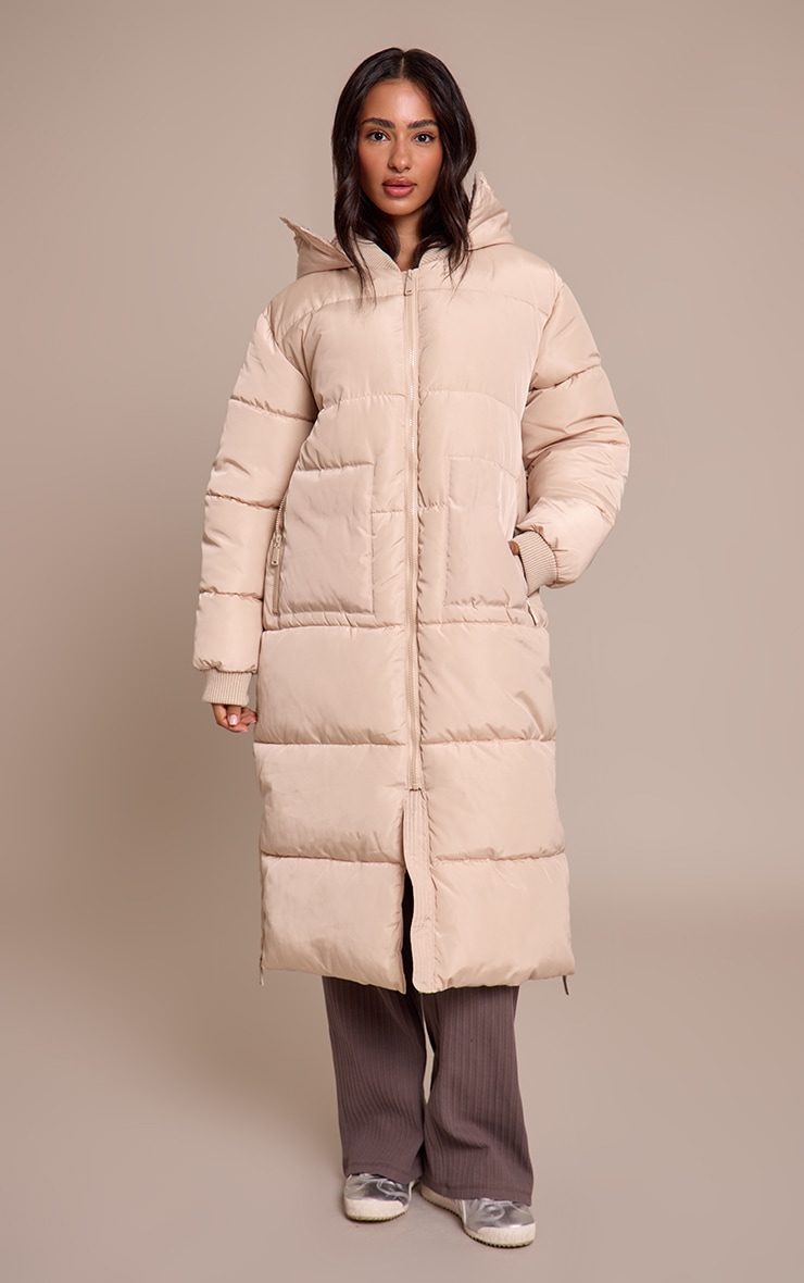 Petite Stone Longline Puffer Coat image 3