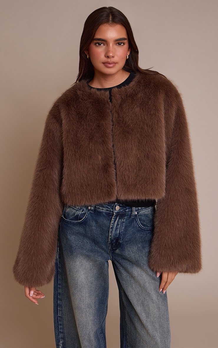 Brown Cropped Fur Coat