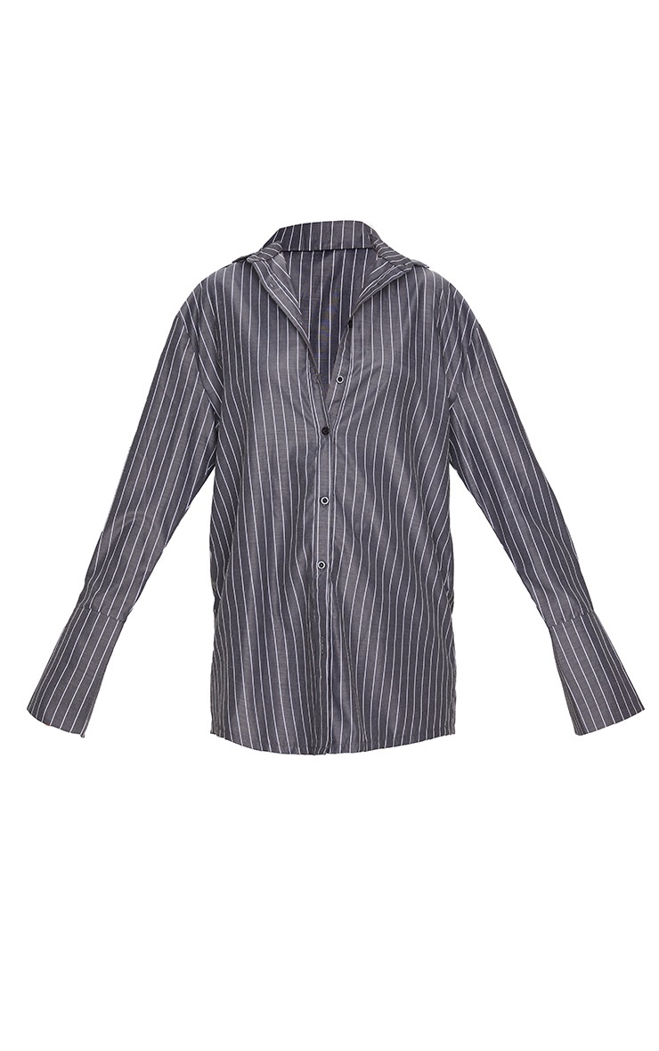 Black Pinstripe Oversized Dad Shirt image 3