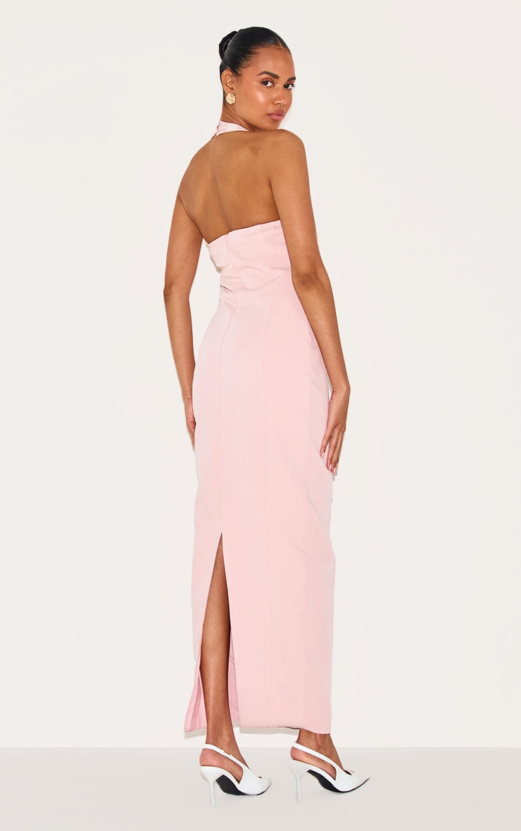 Dusty Pink Woven Halter Button Maxi Dress image 2