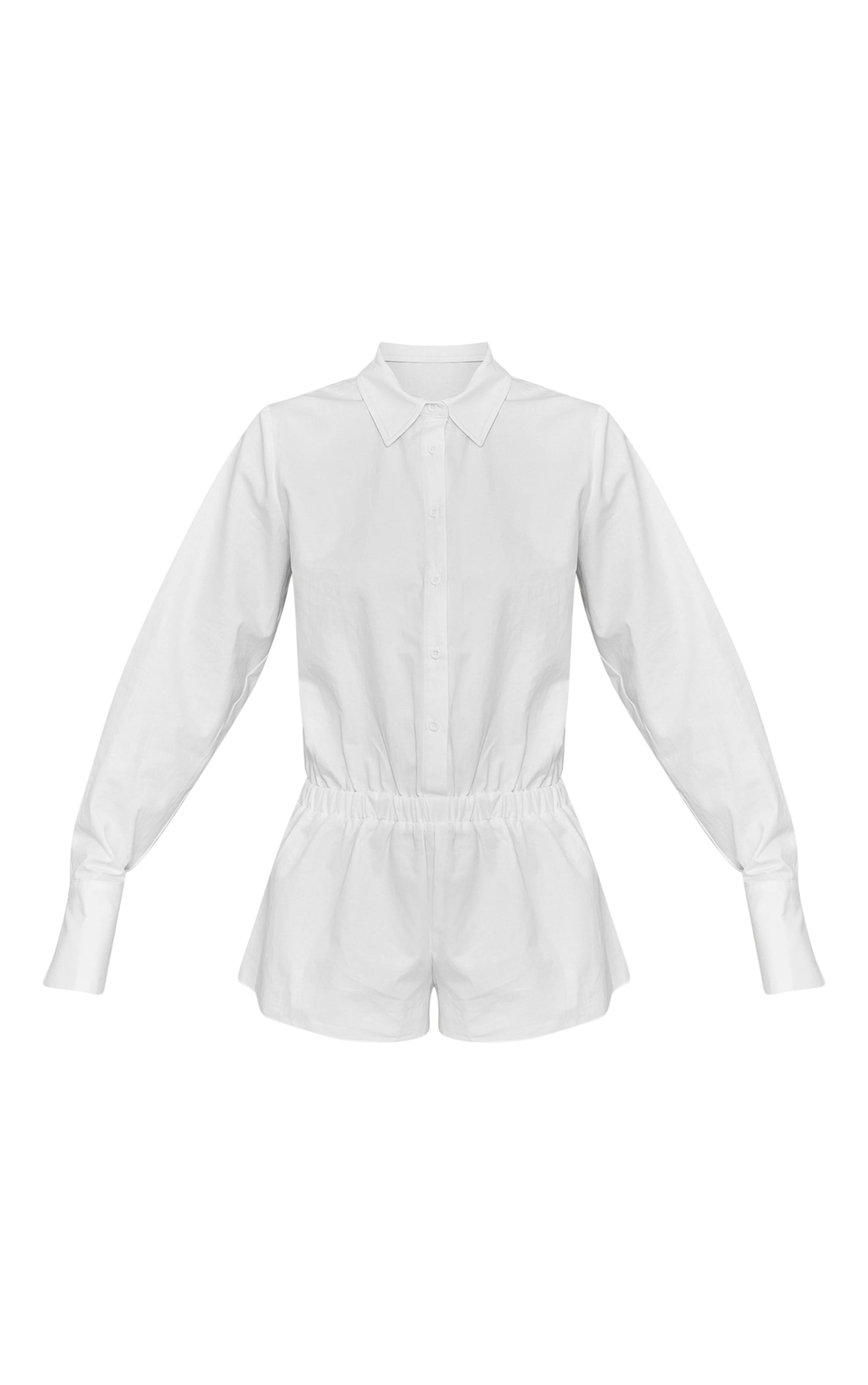 Combishort jupe-short en coton blanc froncé à détail chemise et étages image 5