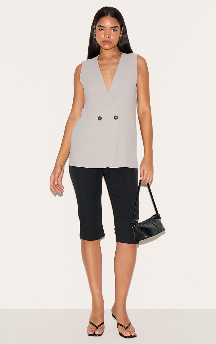 Tall Gilet sans manches oversize gris cendré à épaules carrées image 3