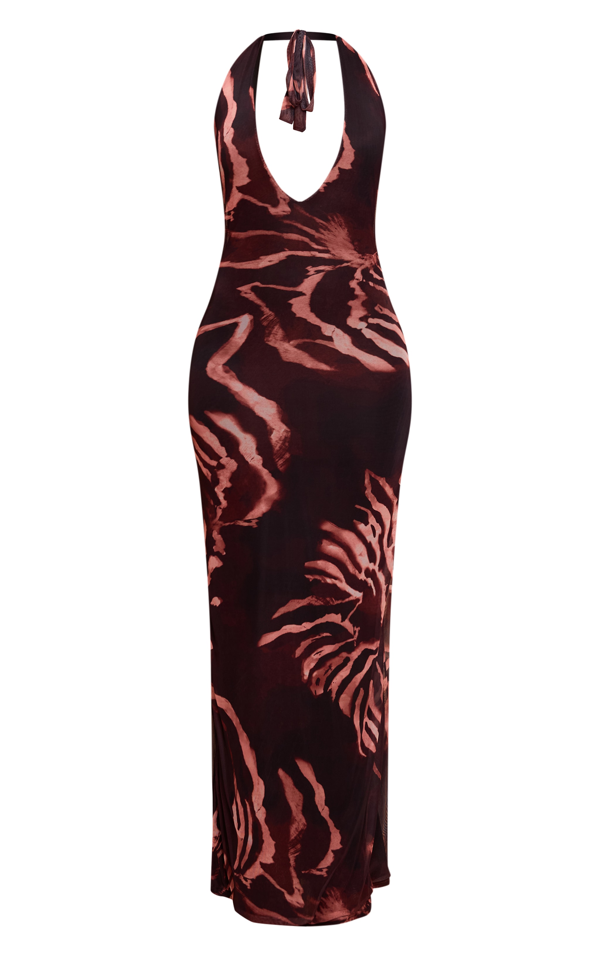 Brown Zebra Print Halterneck Maxi Dress image 5