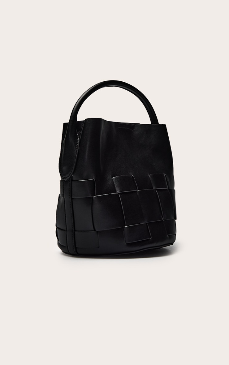 Sac bandoulière noir en PU souple à détails tressés image 4