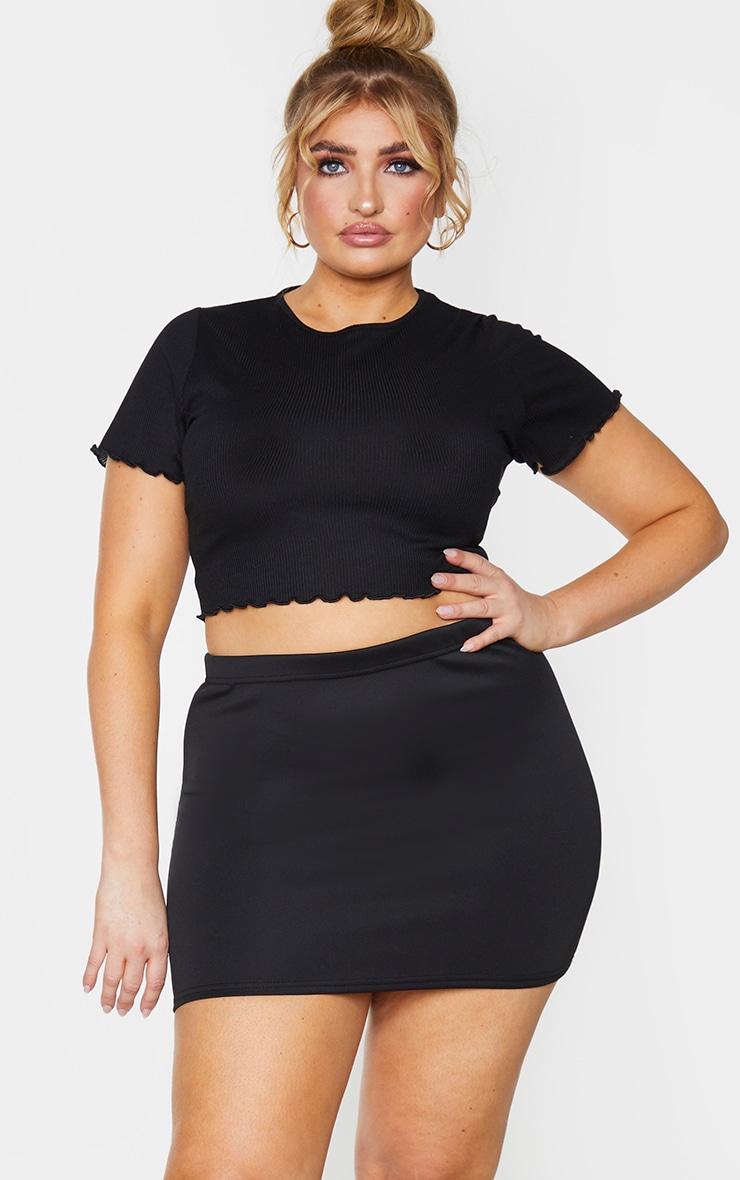 Plus Milah Black Scuba Mini Skirt
