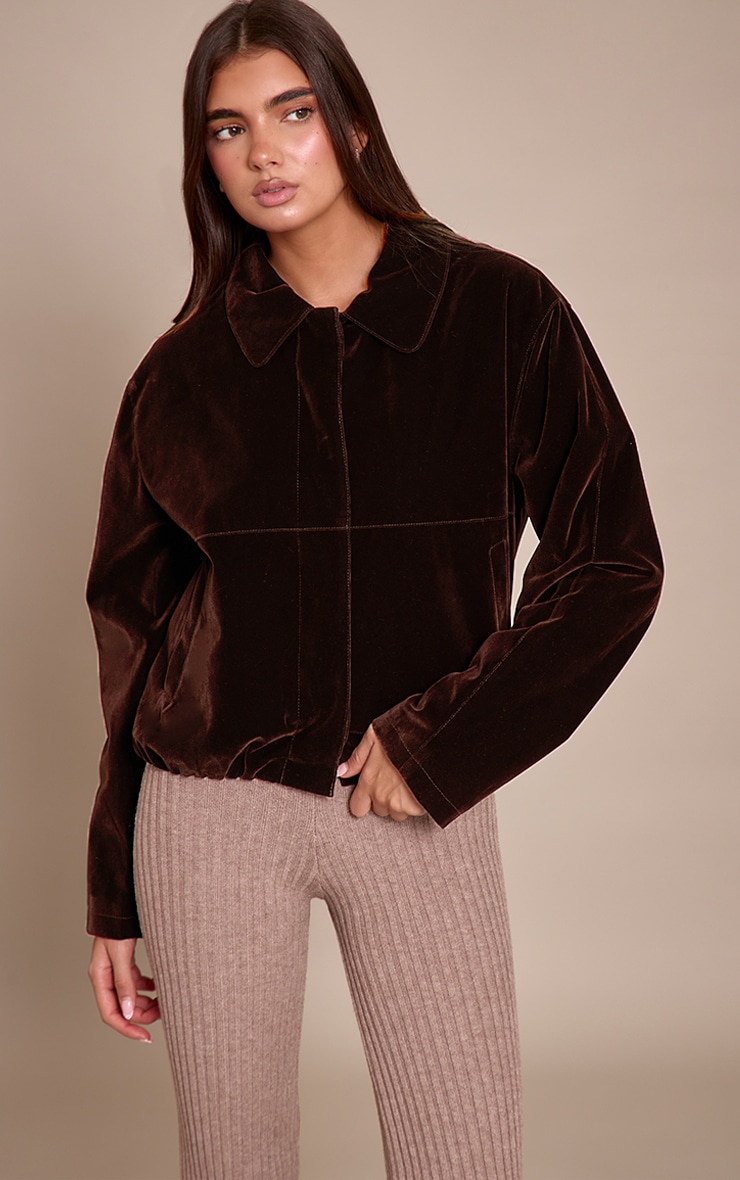Chocolate Velvet Bomber Jacket  image 1