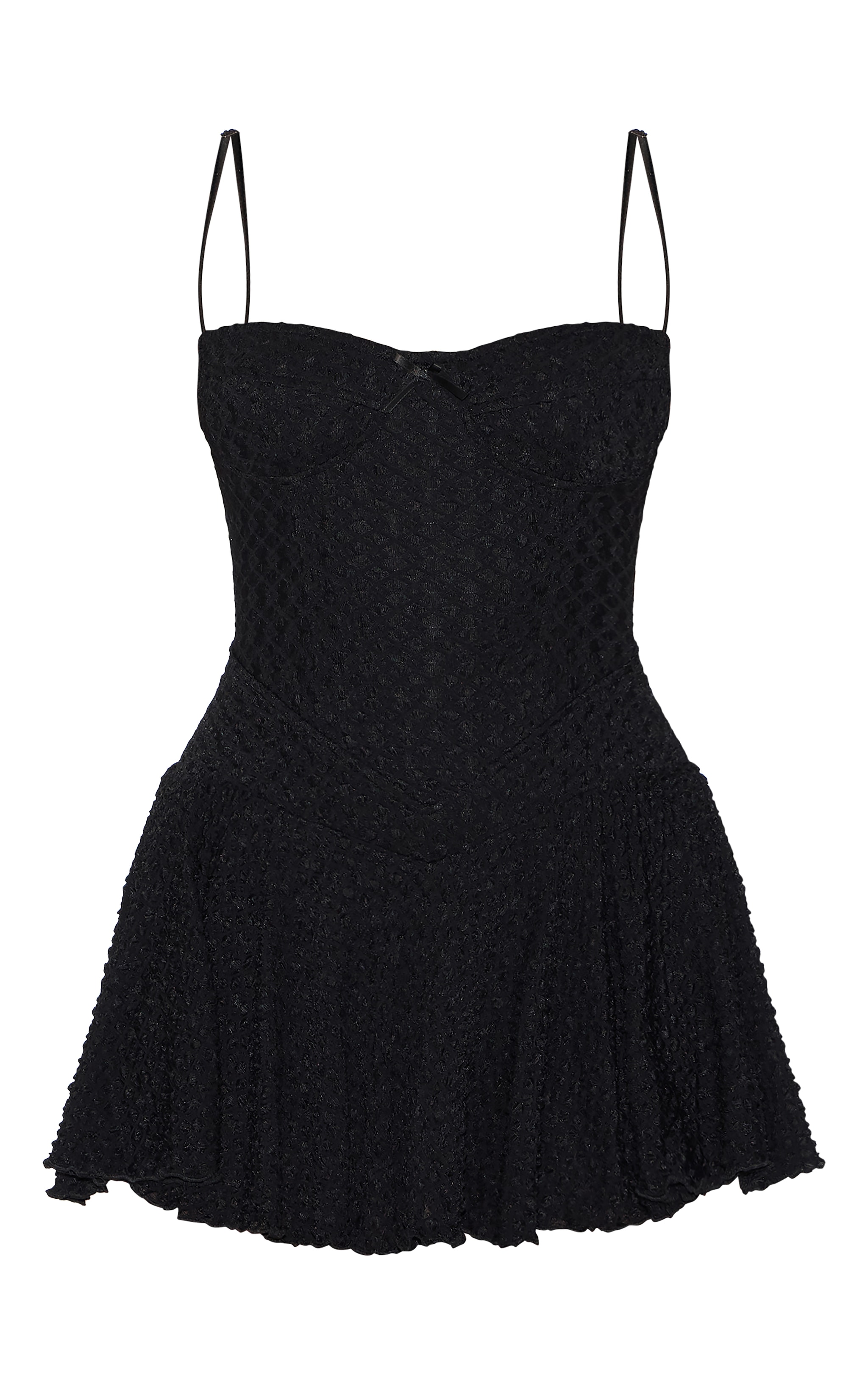 Black Textured Lace Strappy Skort Floaty Romper image 1
