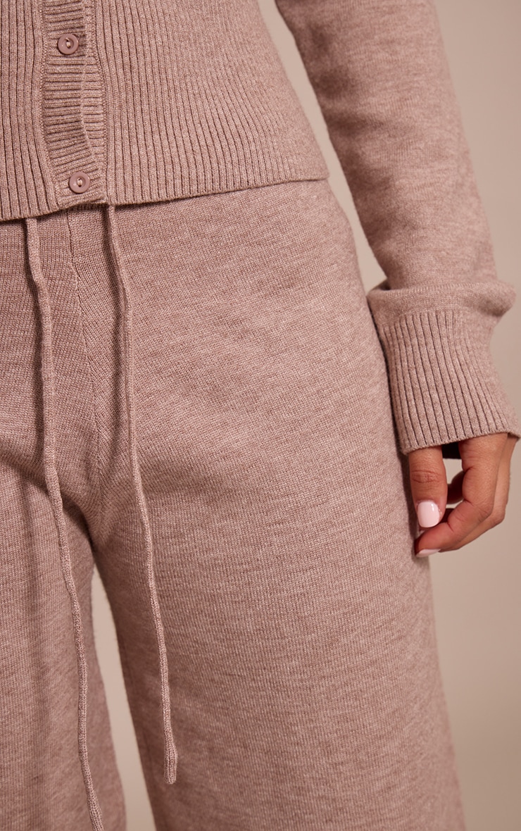 Petite Taupe Wide Leg Knitted Pants image 4